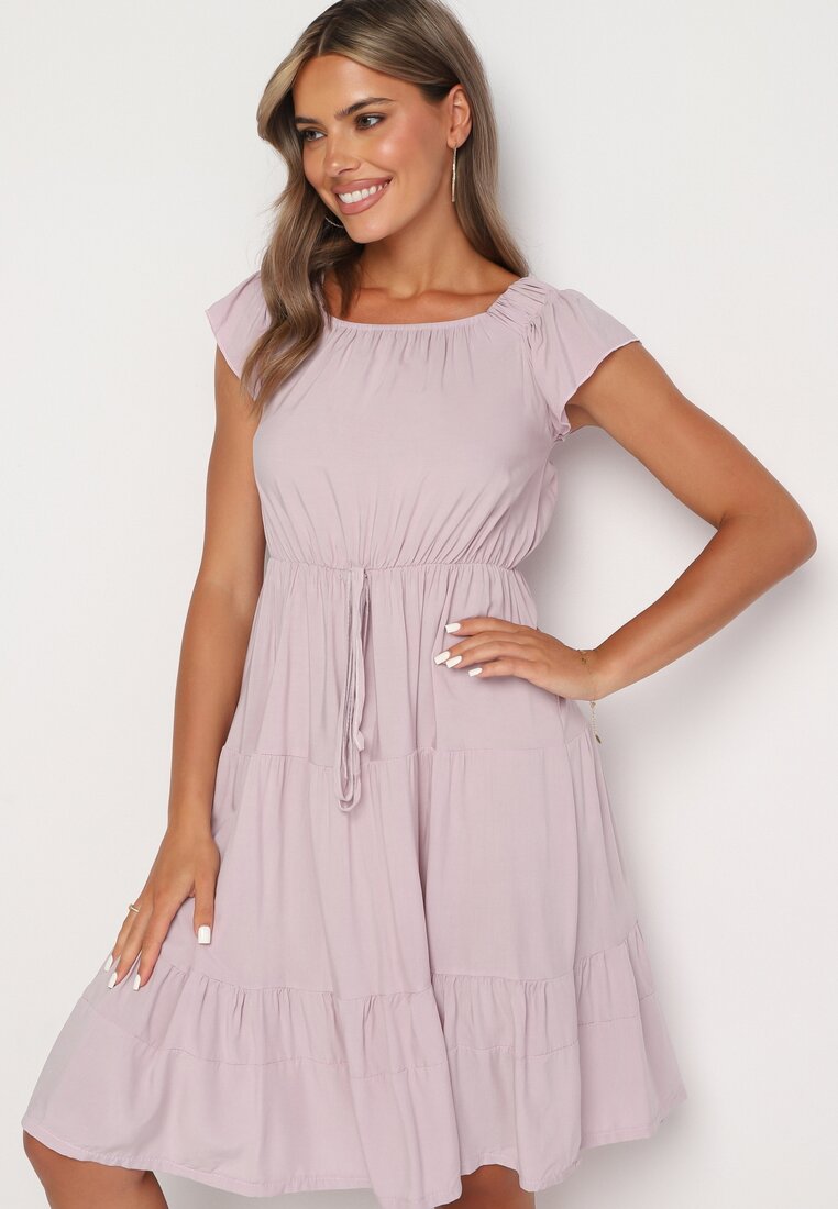 Rochie Roz Cloș în stil spaniol cu elastic în talie Yemvia