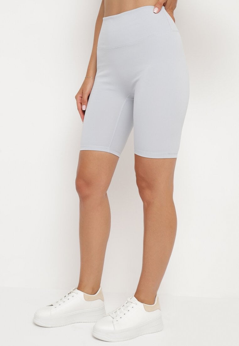 Pantaloni scurți de ciclism Albastru deschis cu talie înaltă și bandă elastică lată în talie Nansileene