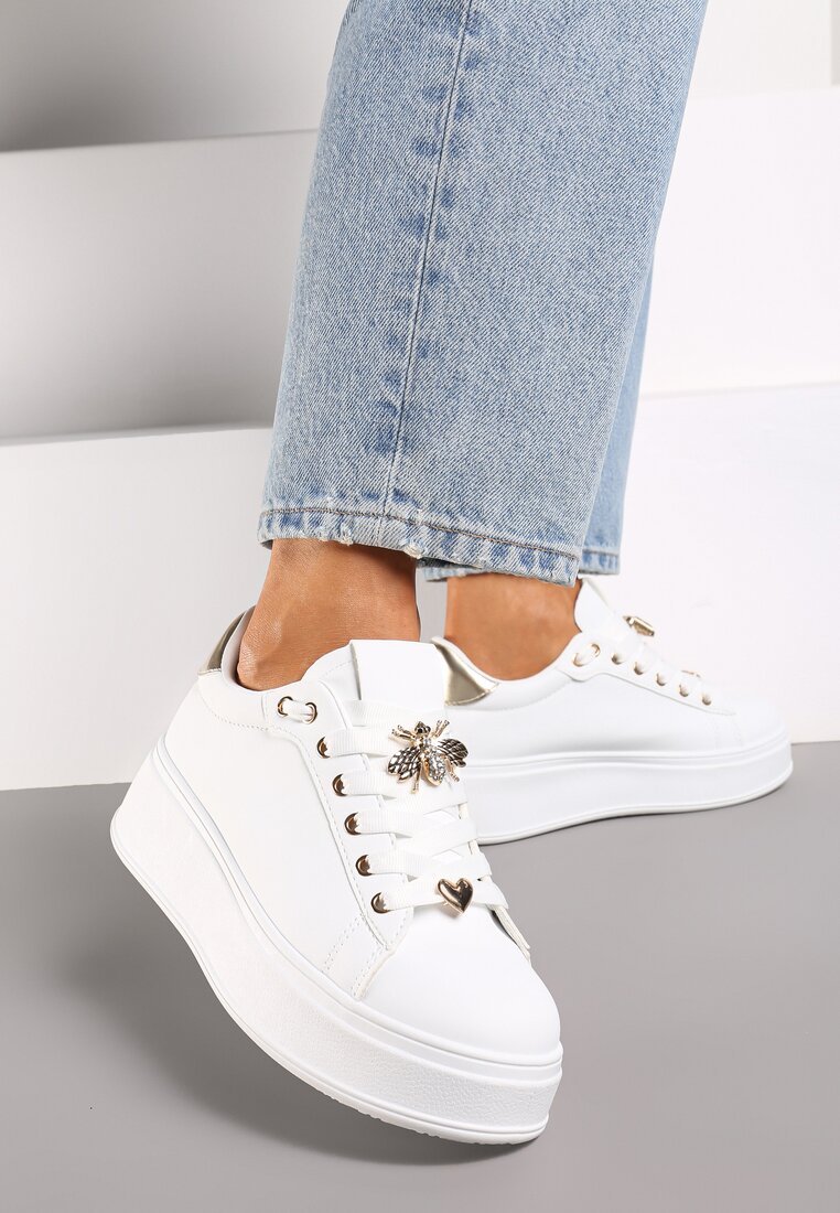 Sneakers Alb cu auriu