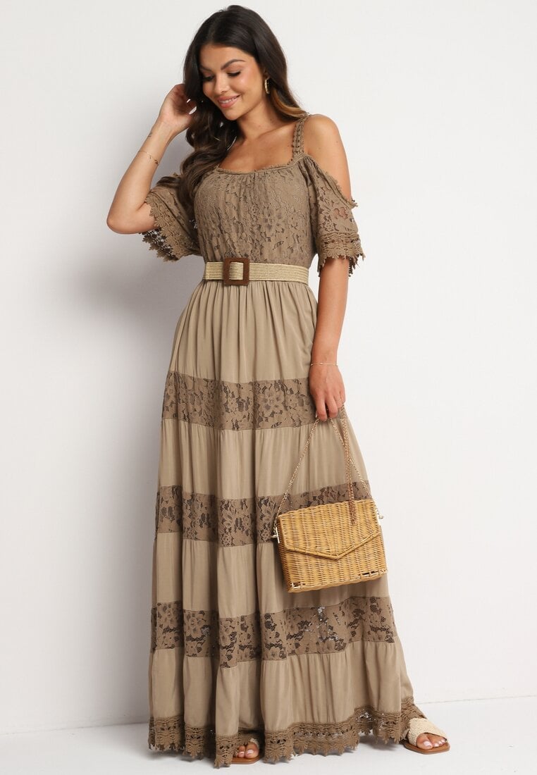 Rochie Maro Cloș Din Viscoză Cu Bretele Cu Dantelă Lerika