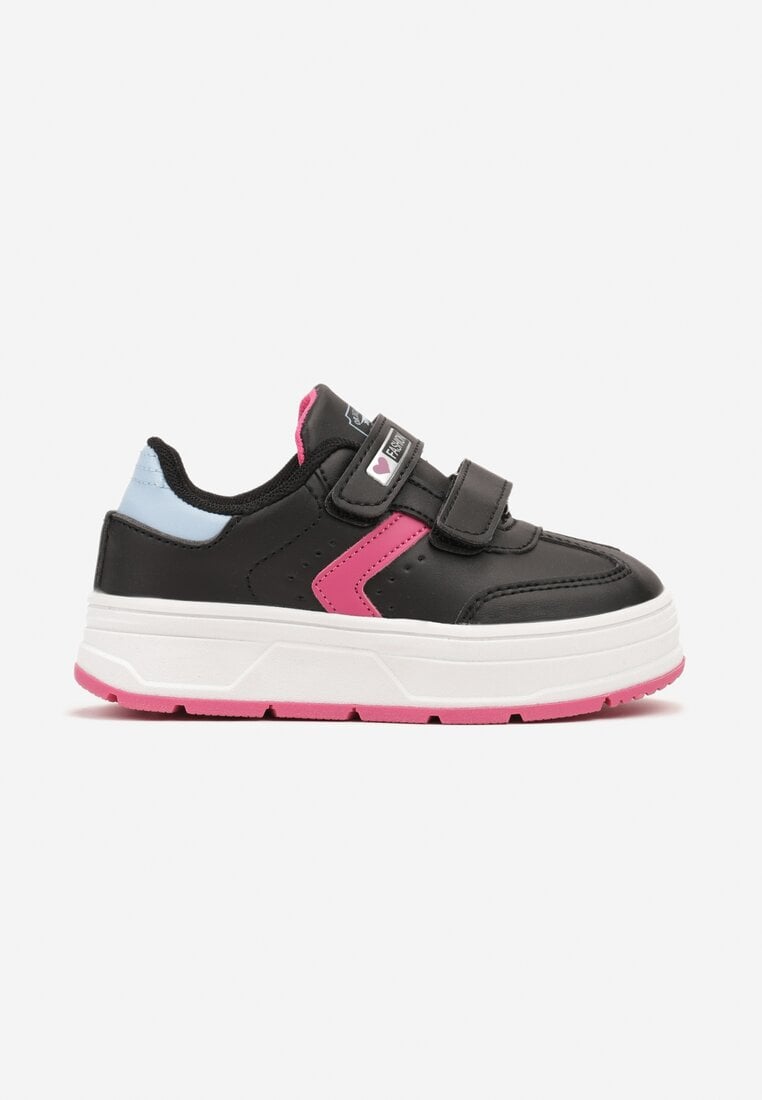 Pantofi sport Negru-Fuchsia cu închidere velcro și inserții decorative Meribelles