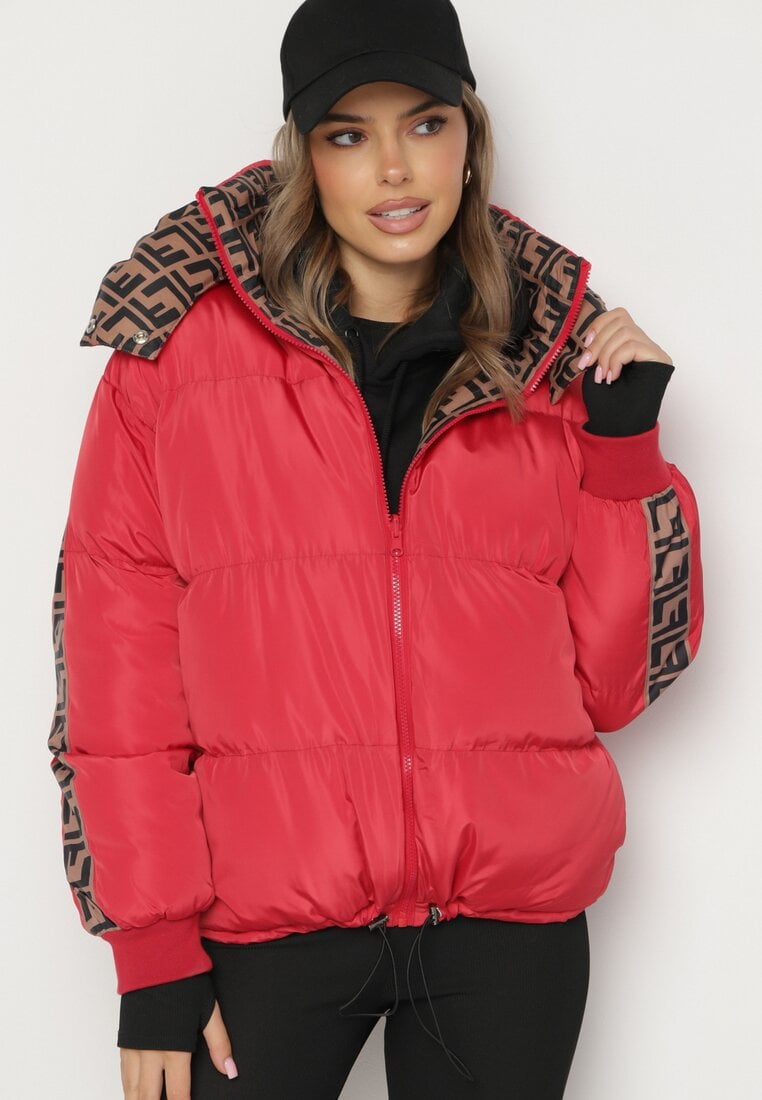 Jachetă Puffer Roșie Reversibilă cu Glugă Detașabilă și Buzunare Erisaria