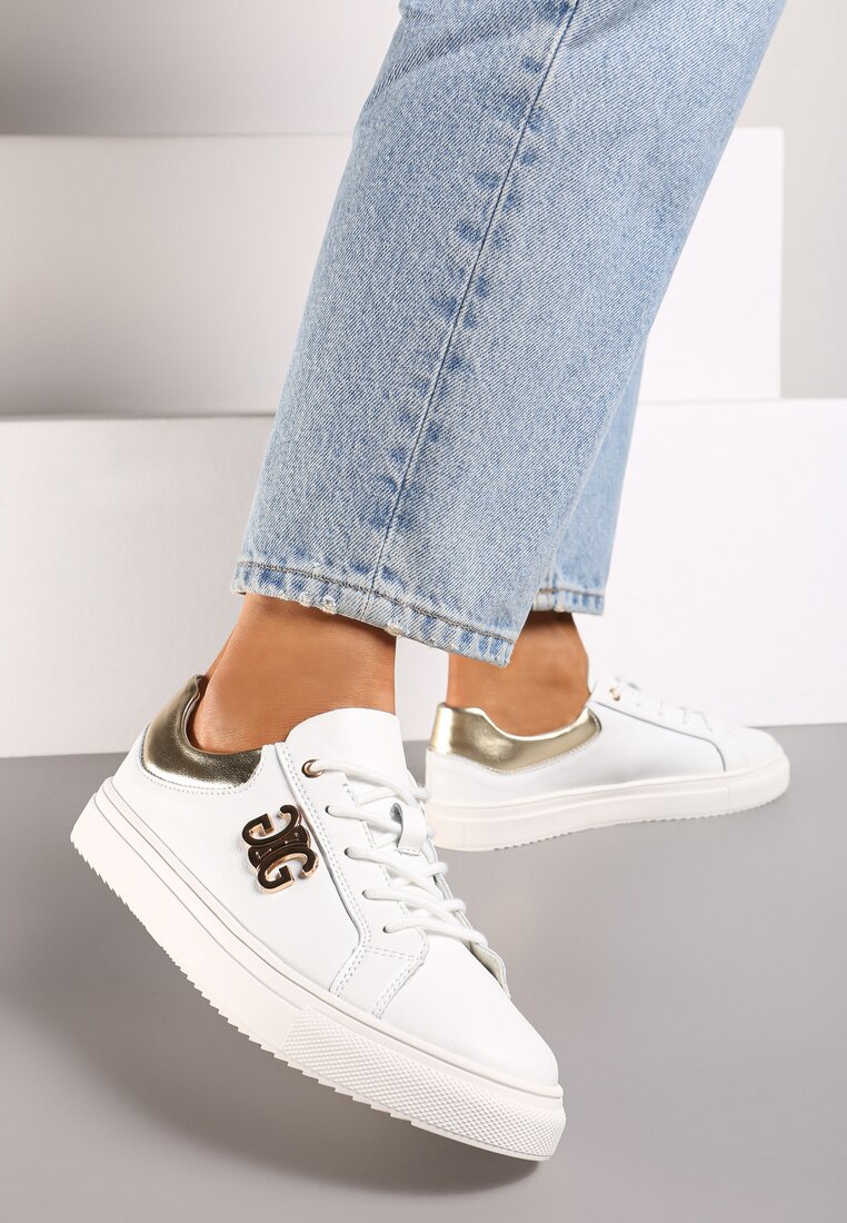 Sneakers Alb cu auriu