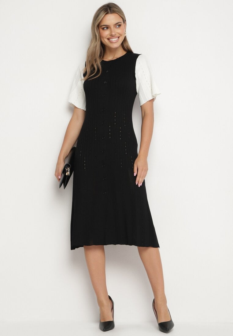 Rochie Neagră cu alb