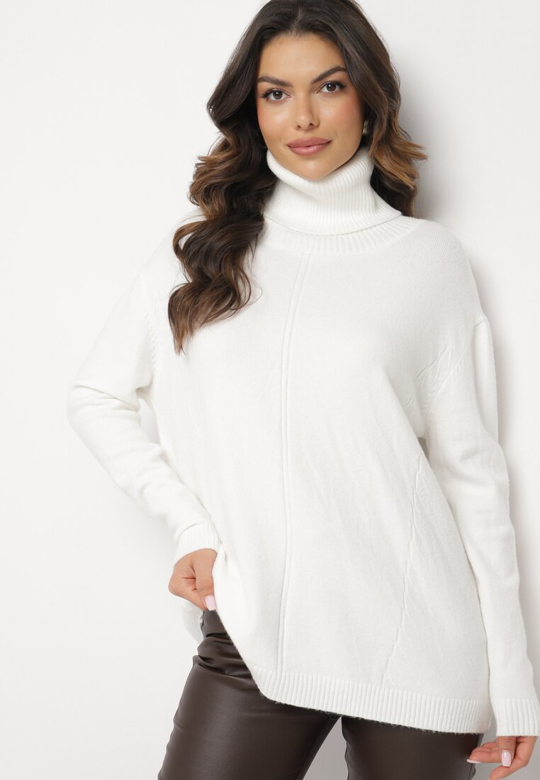 Pulover pe gât Alb