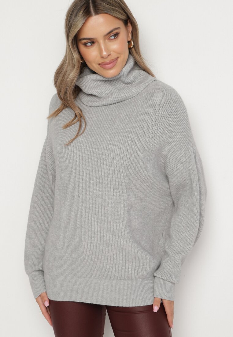 Pulover pe gât Gri
