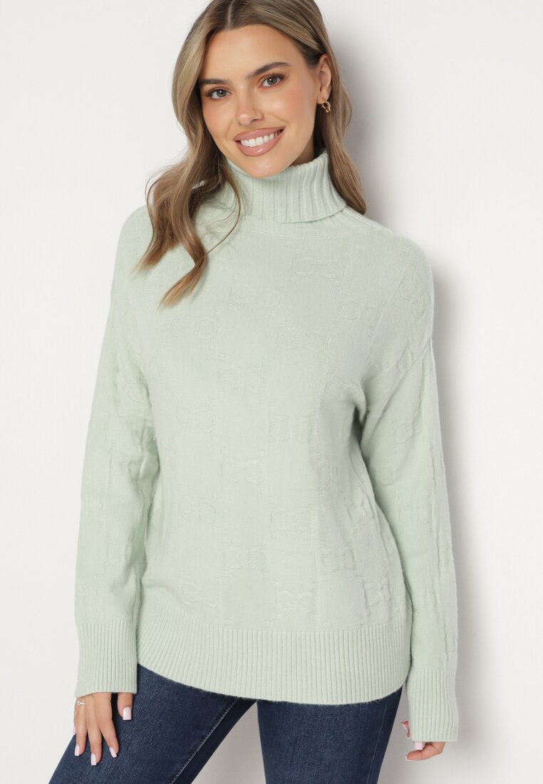 Pulover pe gât Verde mentă