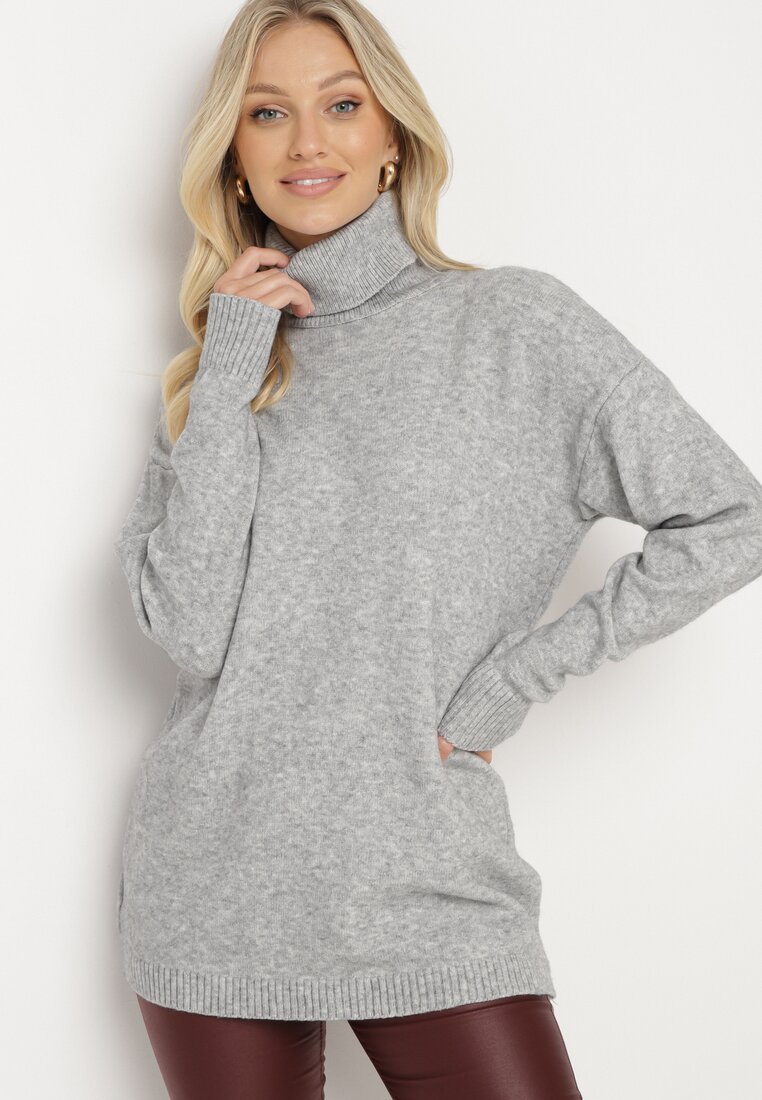 Pulover pe gât Gri