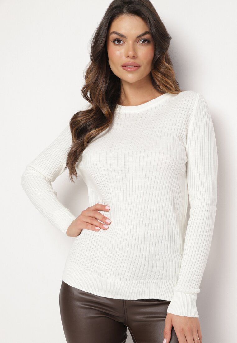 Pulover Alb Clasic Striat Zinadre