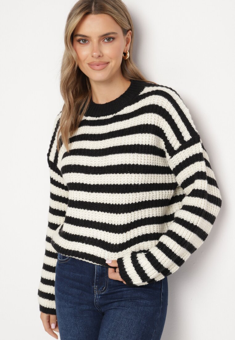 Pulover Alb cu negru