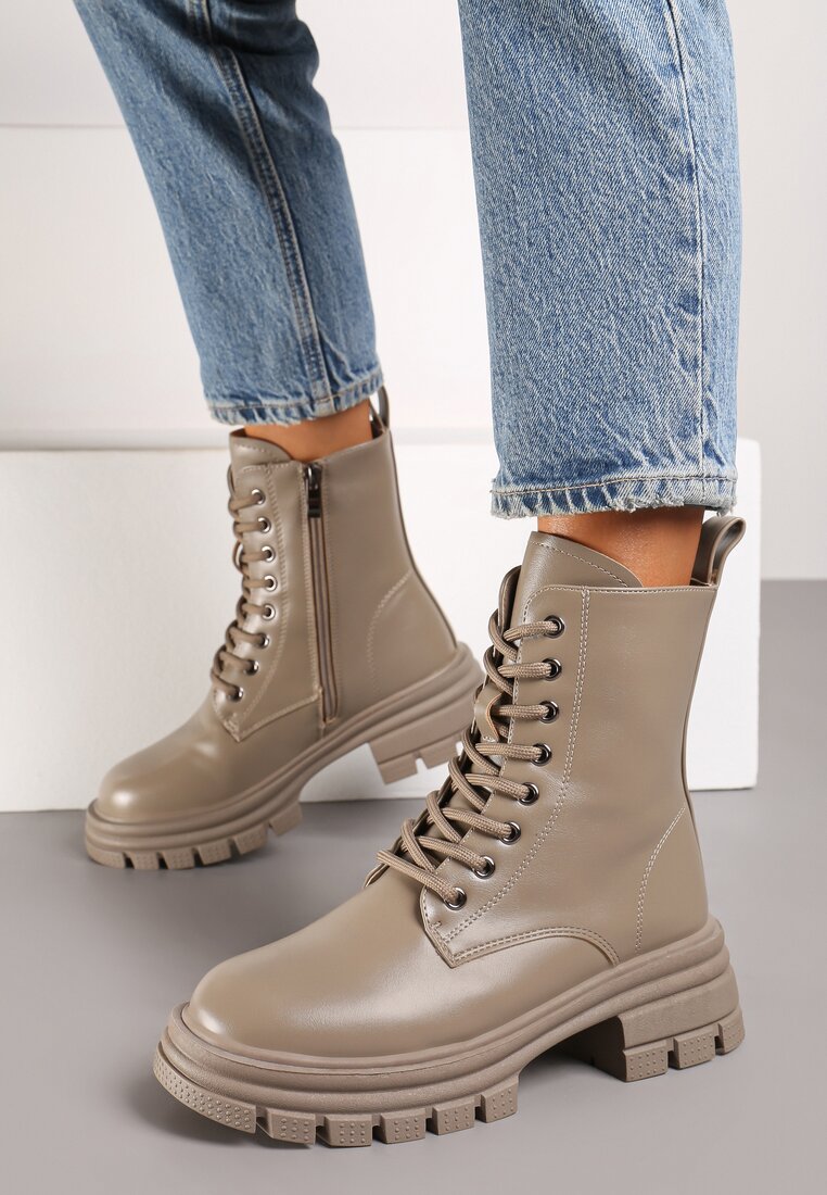 Botine Bej cu gri