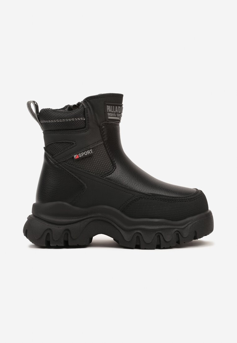 Botine Căptușite Negru-Gri pe Talpă Groasă Embosată Vennora