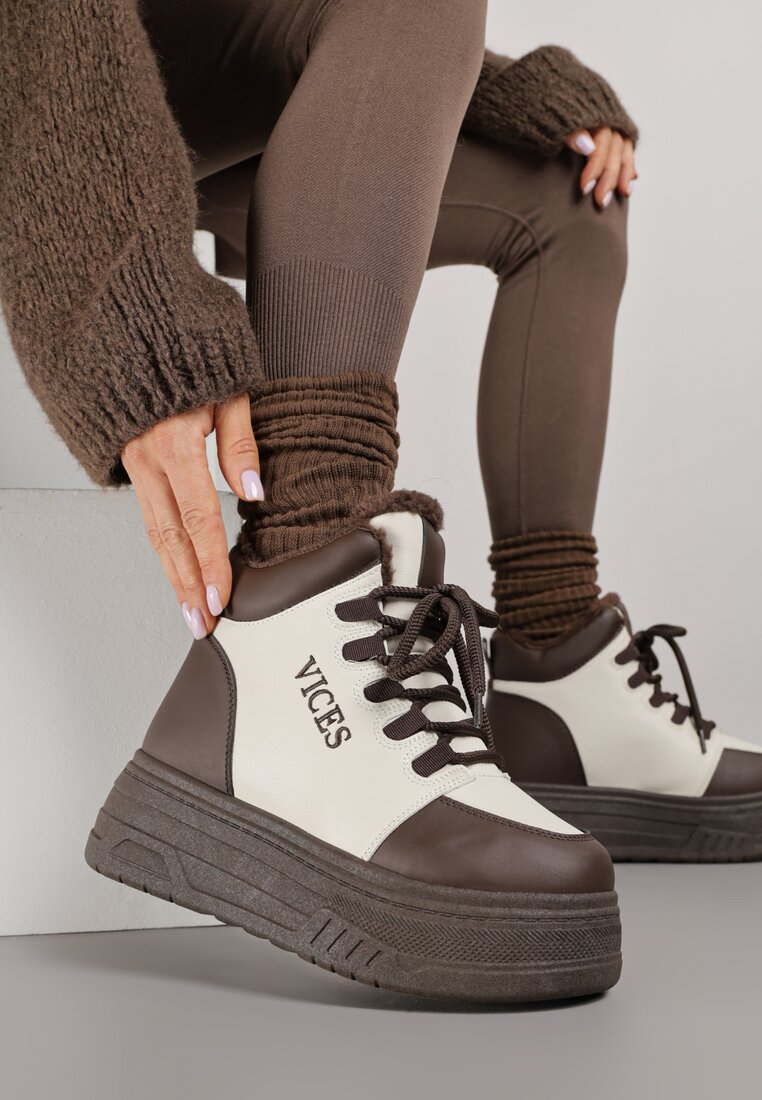 Sneakers Bej cu maro