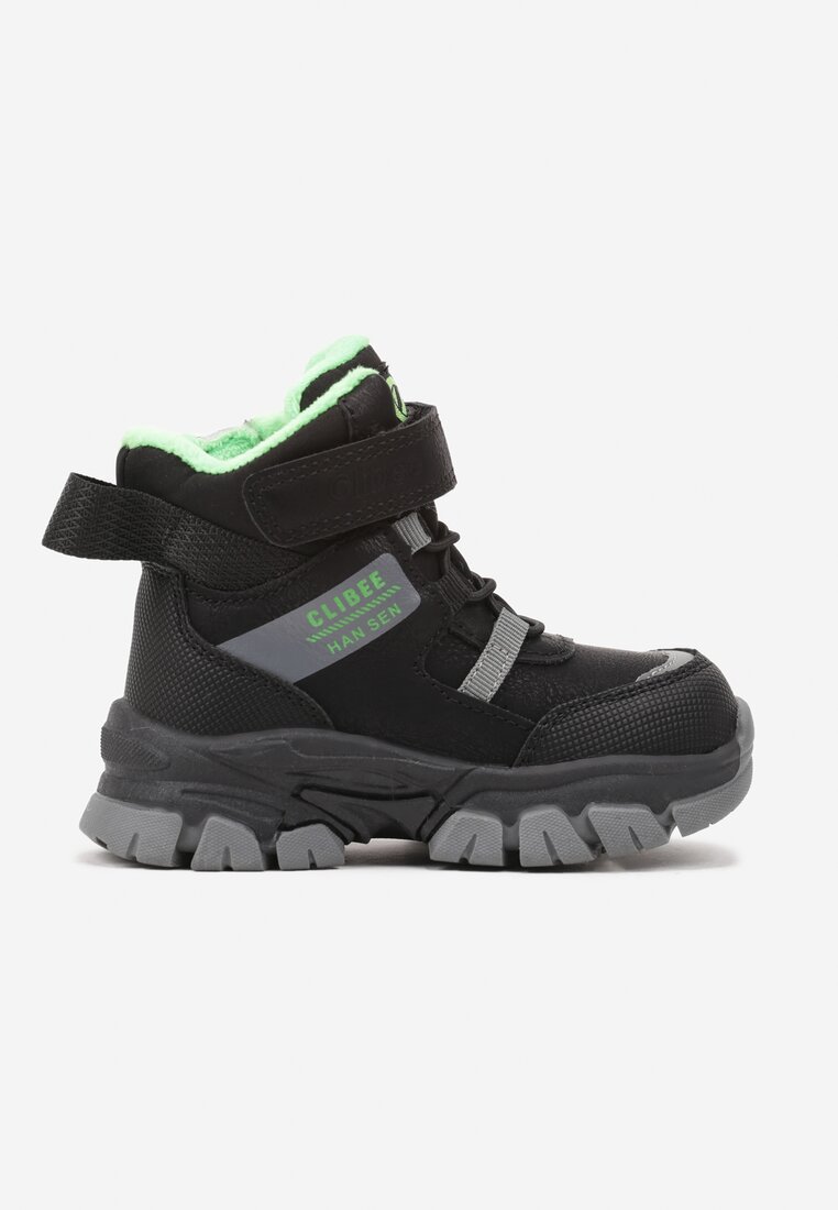 Botine Căptușite Negru-Verde Clibee pe Platformă Imprimată Decorate cu Scris și Șireturi Quinrinnis