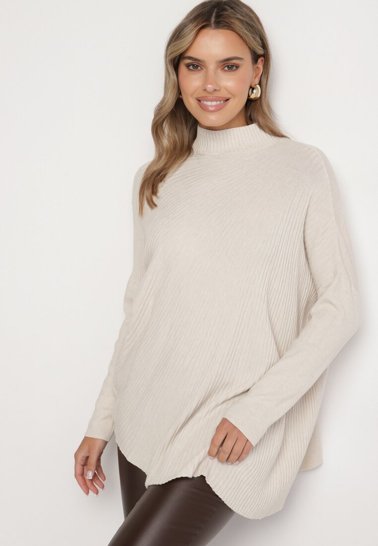 Pulover pe gât Bej