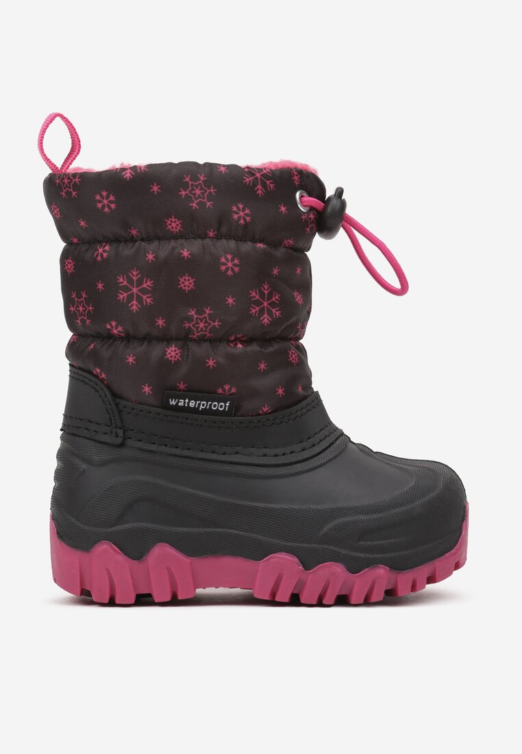 Cizme de zăpadă Negru-Fucsia Matlasate Căptușite cu blană Seanelith