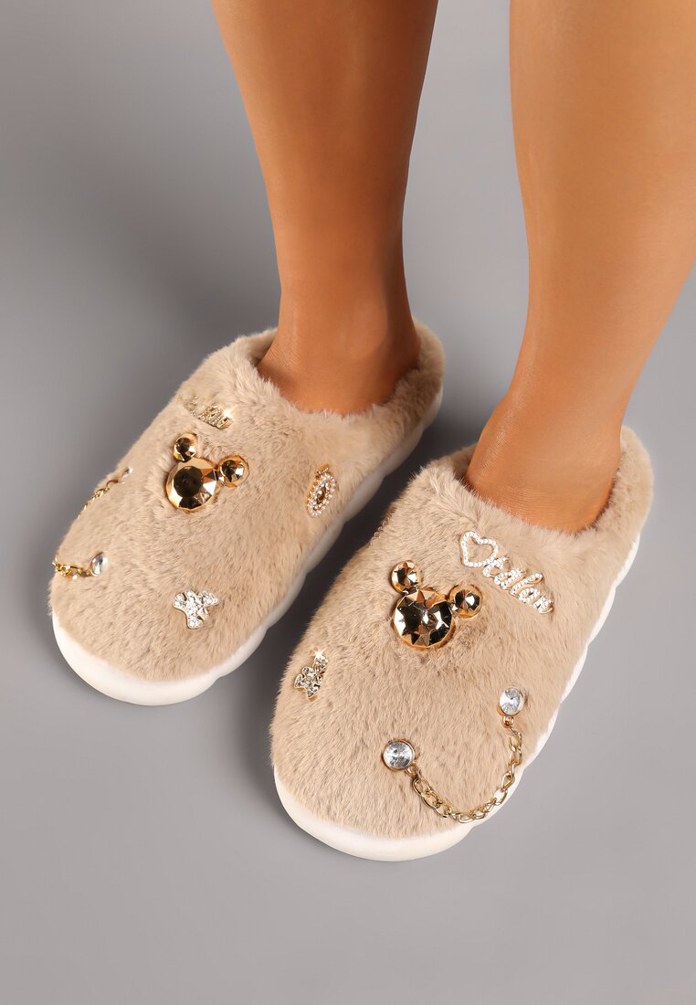 Papuci de casă Bej