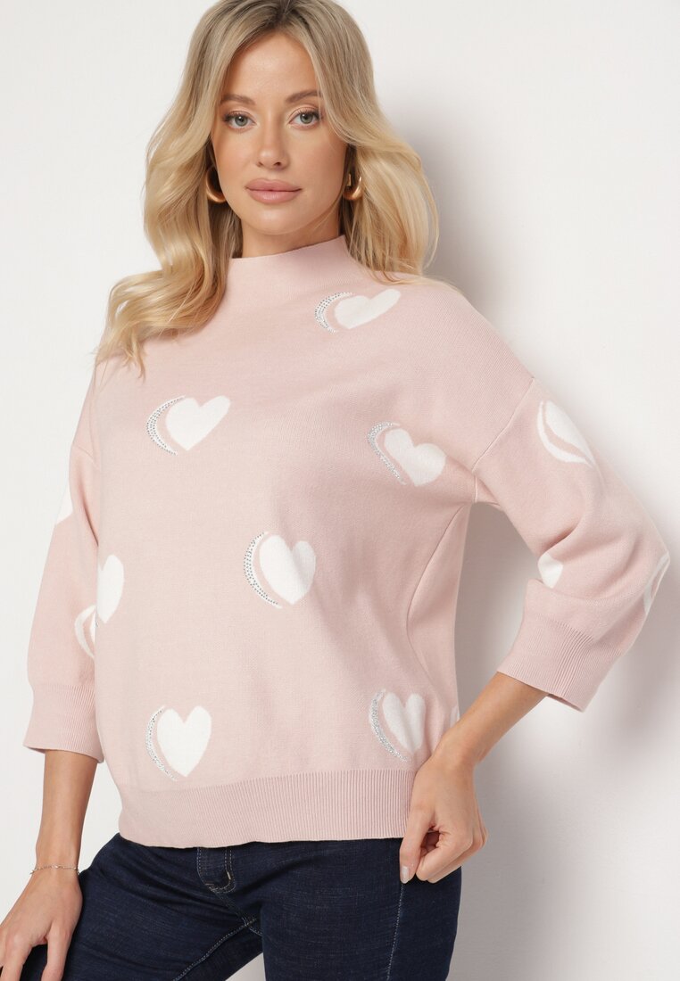 Pulover Roz deschis