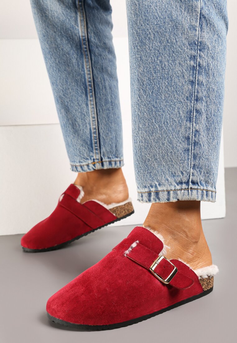 Papuci de casă Bordo cu roșu