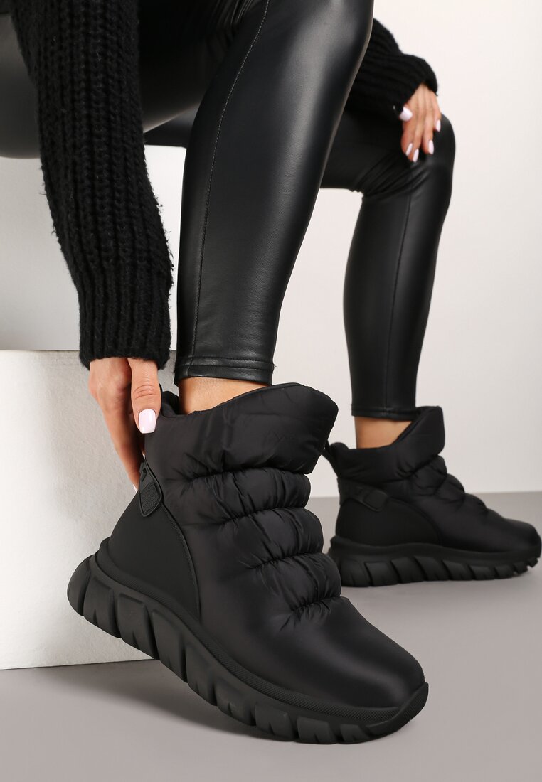 Cizme de zăpadă Negre Matlasate cu Talpă Groasă Reliefată Resita