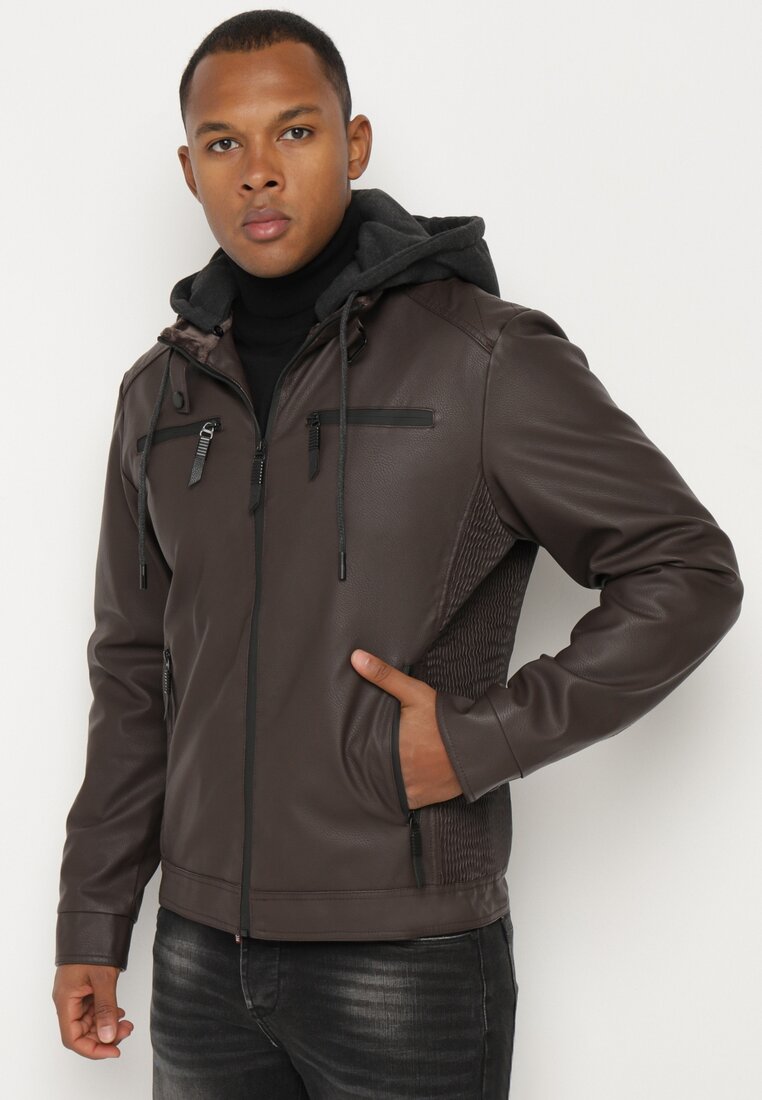 Geacă Maro Tip Ramonesca cu croi simplu cu glugă detașabilă și buzunare Lizzandria