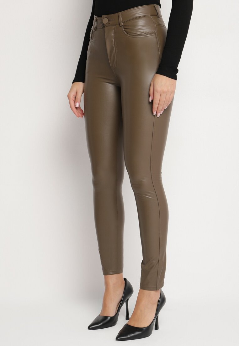 Pantaloni Maro Mulați din Imitație de Piele Viremi