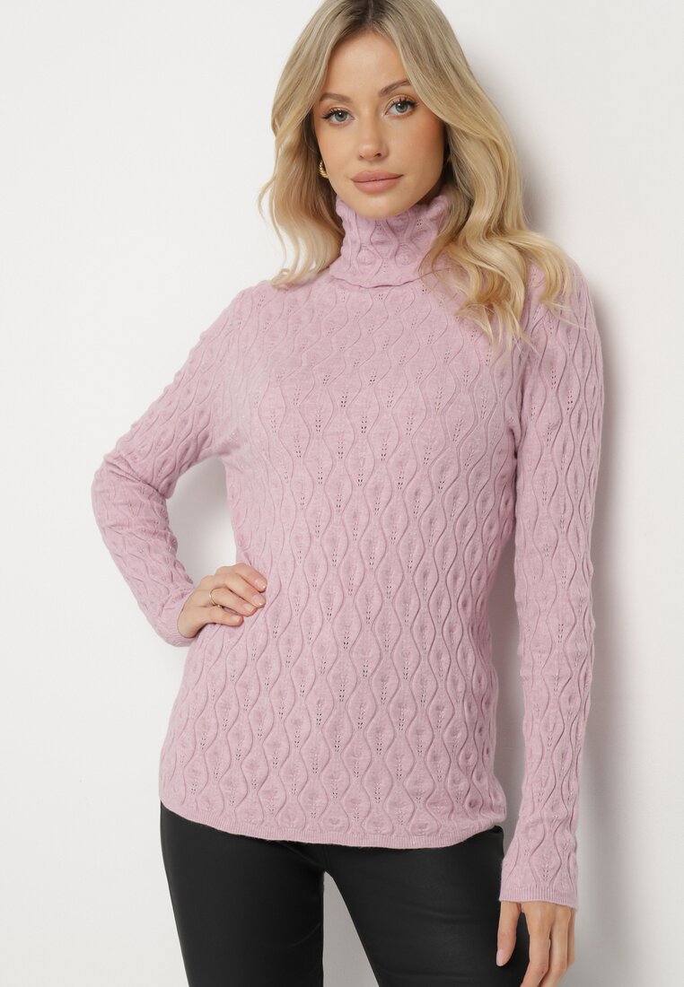 Pulover pe gât Mov deschis
