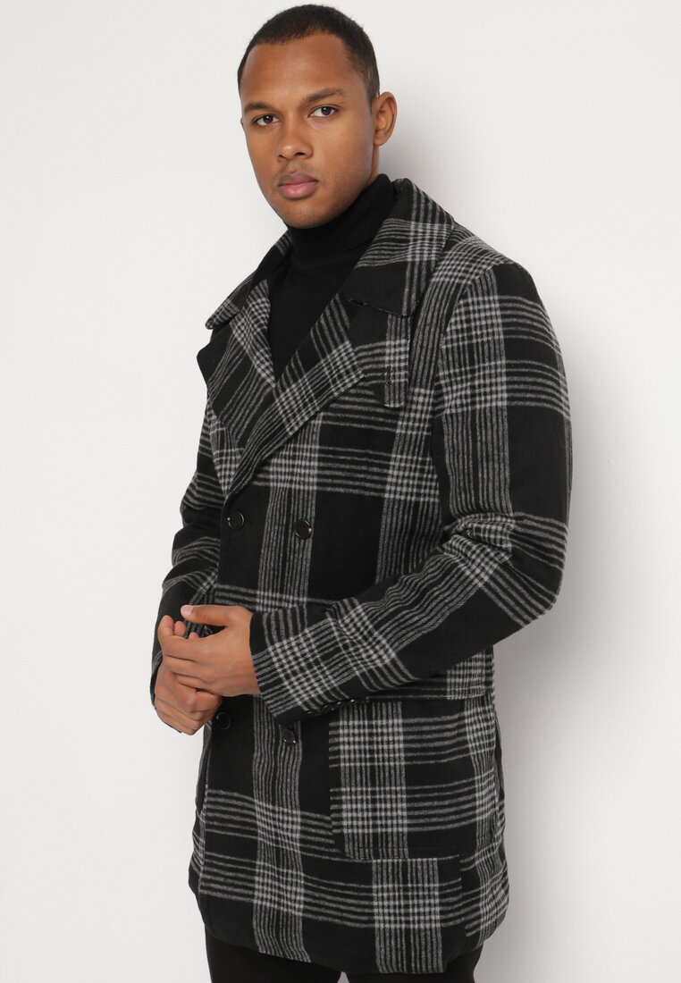 Palton Gri cu negru