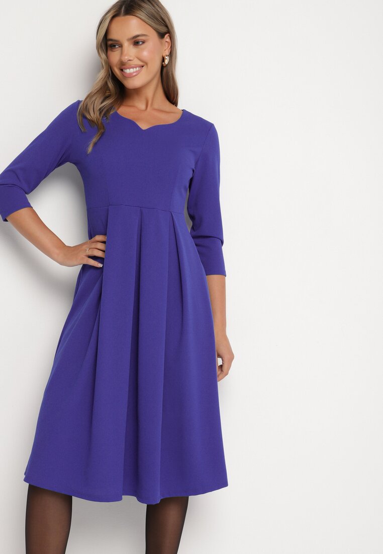 Rochie Mov Evazată cu mânecă 3/4 Nomiel