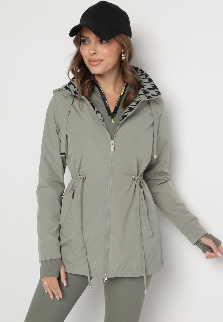 Jachetă Parka Verde închis Strânsă în talie Aridra