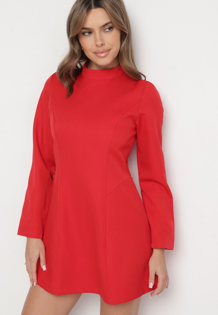 Rochie Roșie Cambrată cu fustă cloș Virvesa