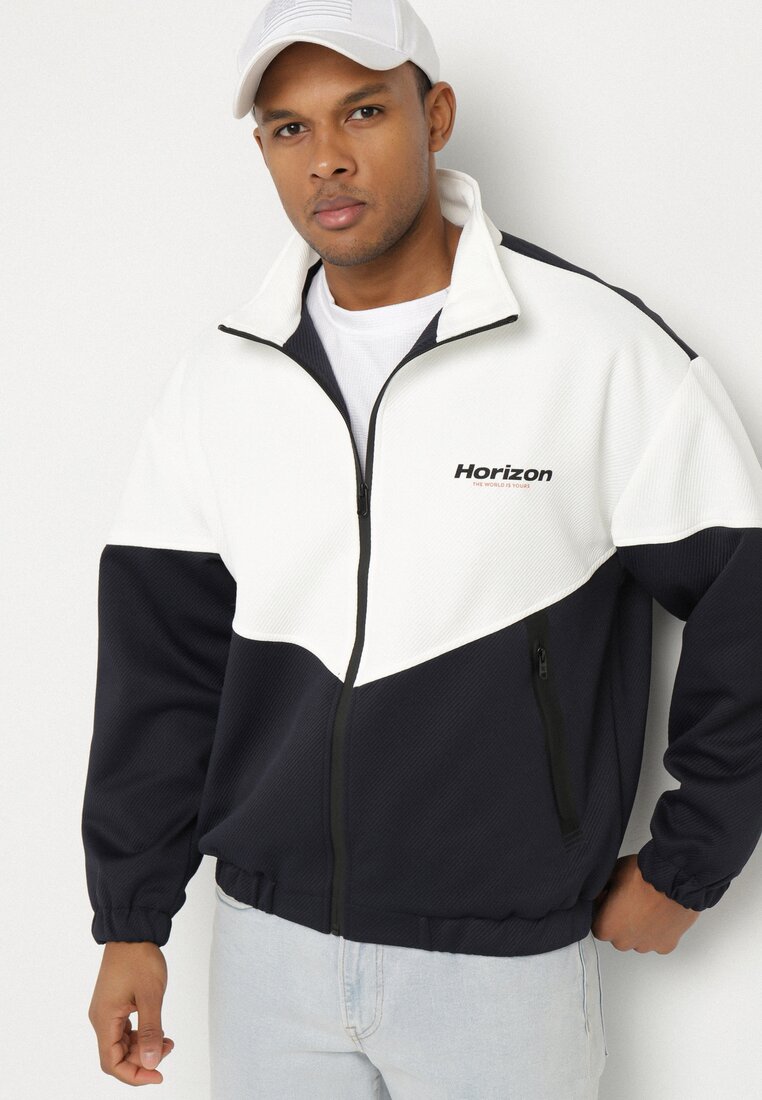 Geacă Alb-Bleumarin Decorată cu inscripția Fonilia