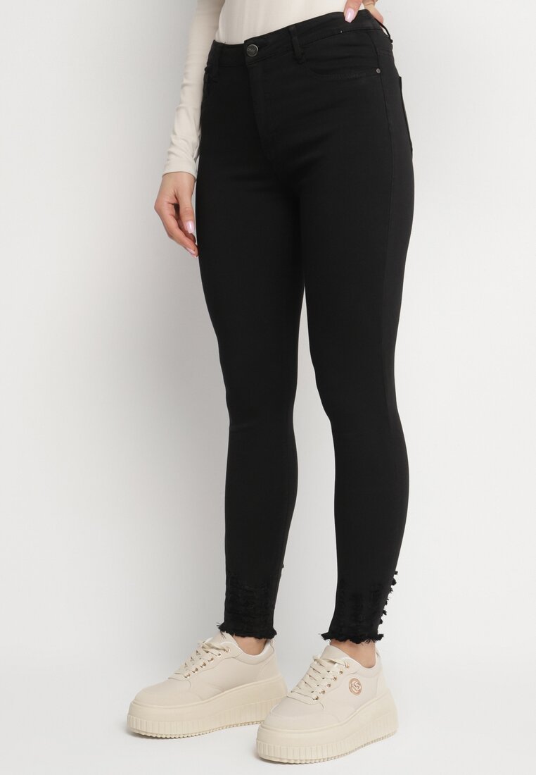 Blugi Negri skinny cu Vâscoză cu rupturi Taledis