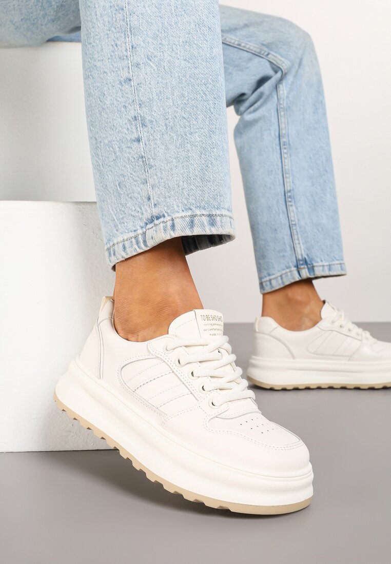 Adidași bej Decorați cu benzi Foneria