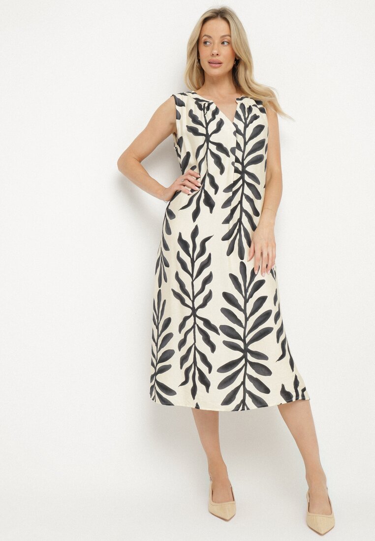 Rochie Neagră din Viscoză Tip box cu Model Pictat Hiliona