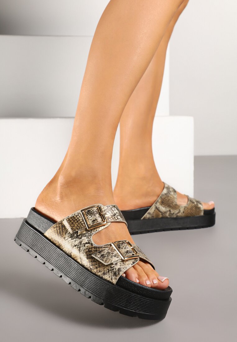 Papuci Print piele de șarpe