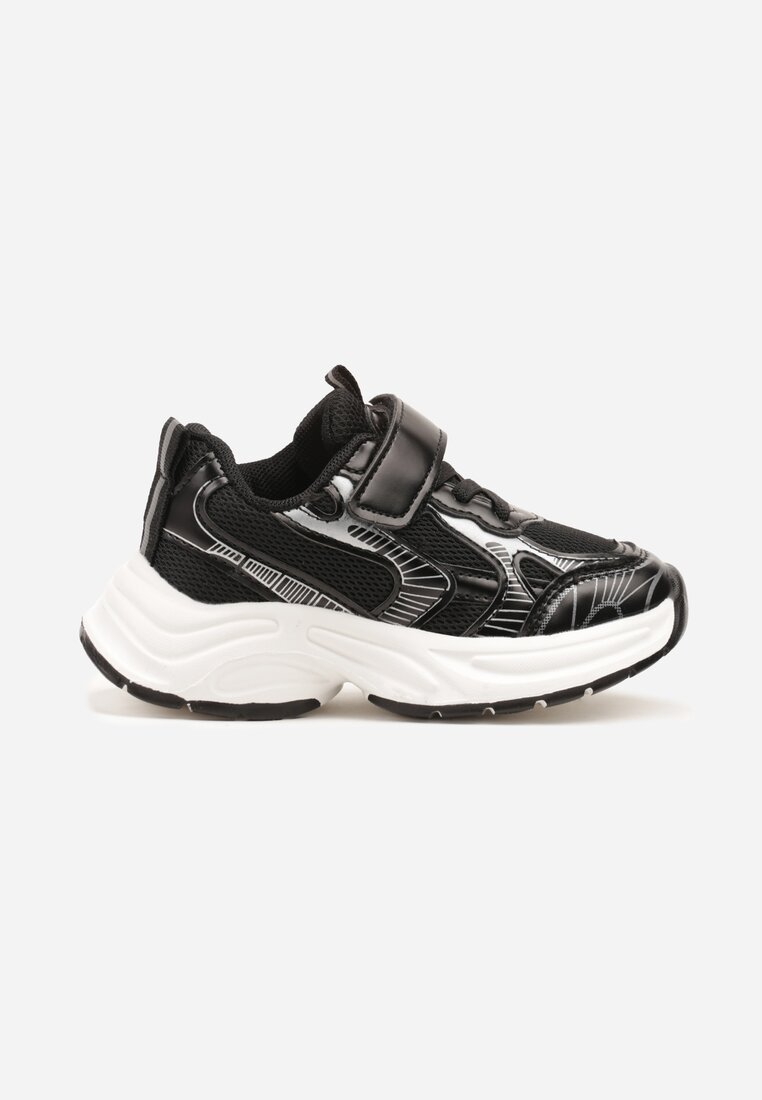 Pantofi Sport Negri Sneakers cu Scai și Inserții din Plasă Benirla