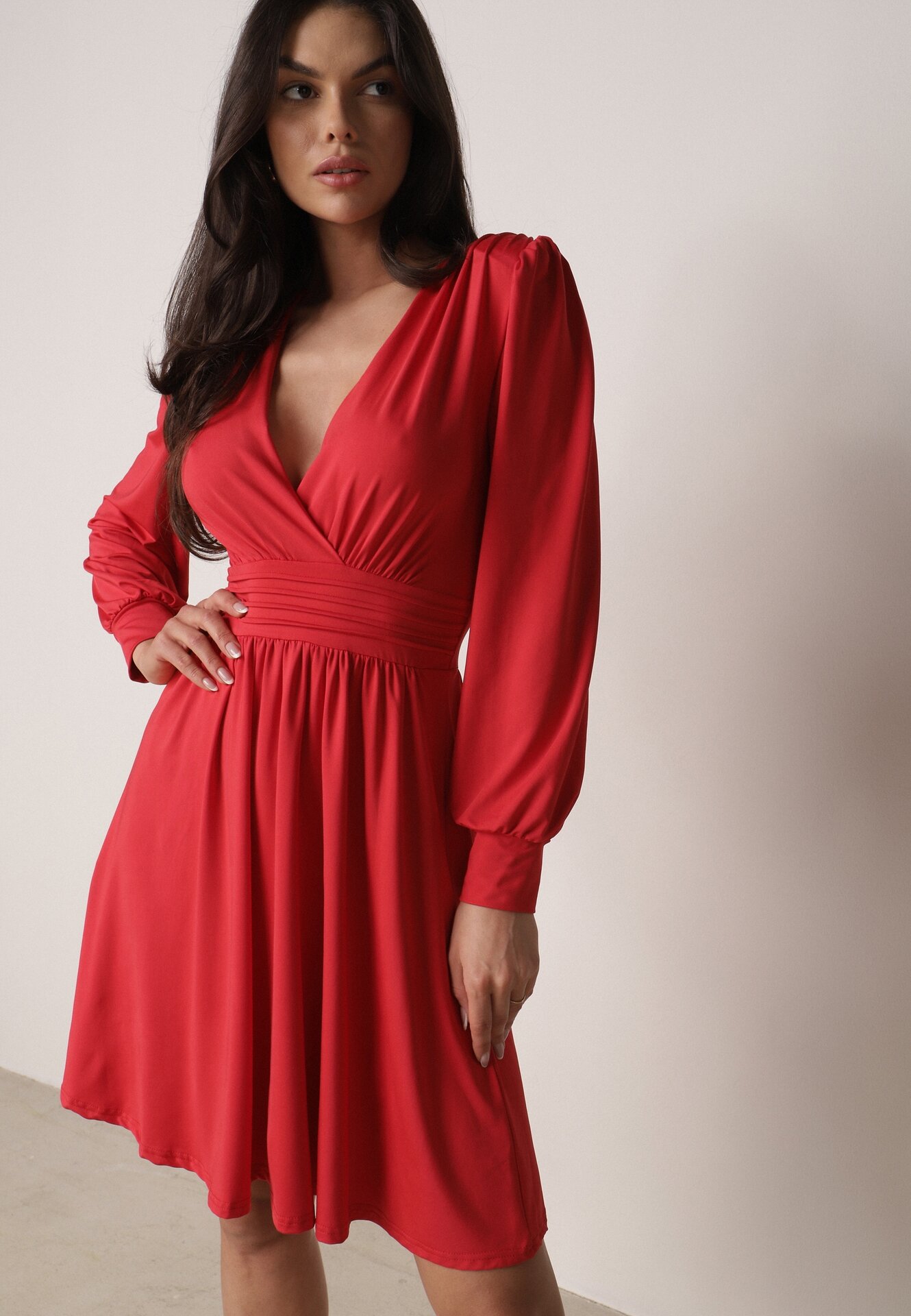 Rochie Roșie Cloș cu Viscoză Selithiel