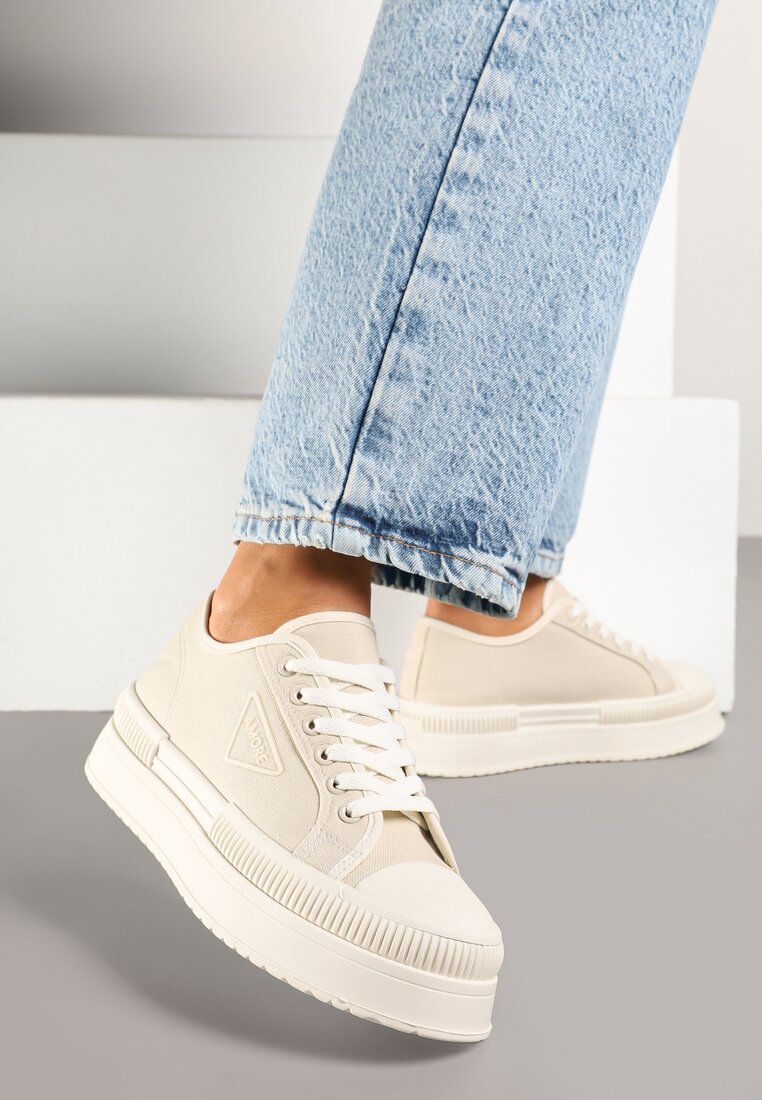 Adidași Bej cu Platformă cu Aplicație lateral Alimiora