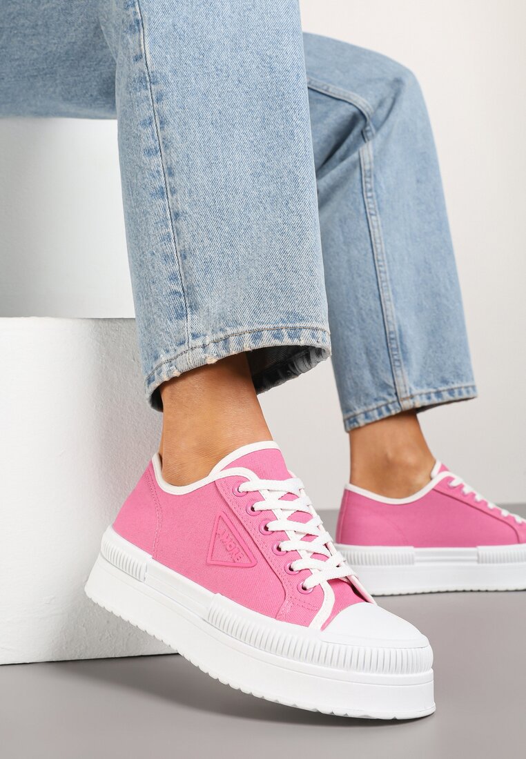 Tenisi Fucsia cu platformă cu petic lateral Alimiora