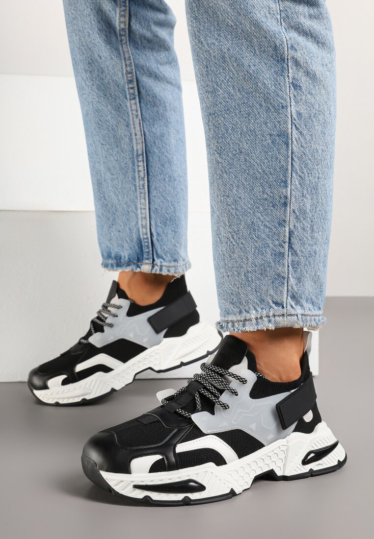 Adidași negri streetwear cu talpă în relief și scai Zilanne