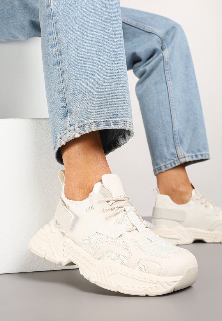 Adidași Bej Streetwear pe Talpă cu Reliefuri și Velcro Zilanne