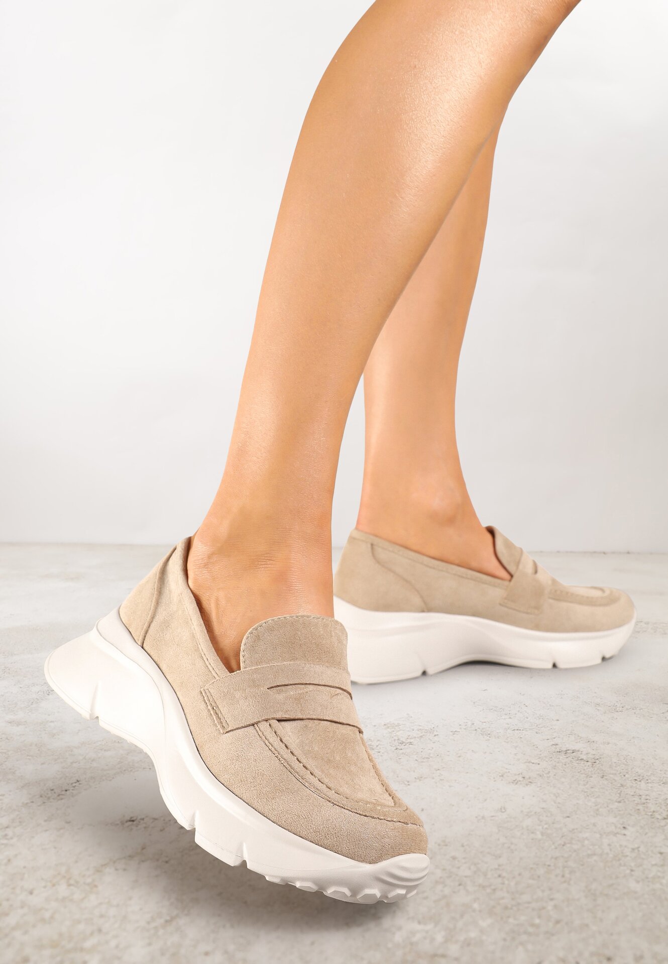 Pantofi Mocasini Bej închis cu Talpă Groasă Viannae