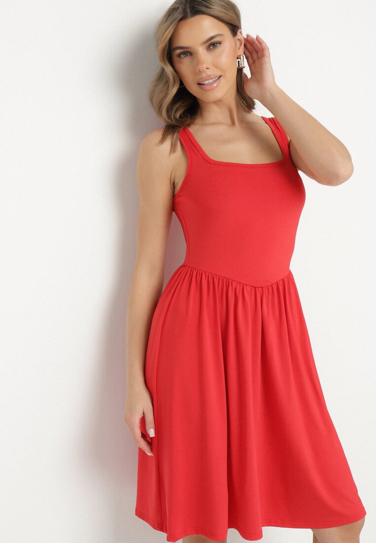 Rochie roșie din Vâscoză cu Croi Cloș Edivane