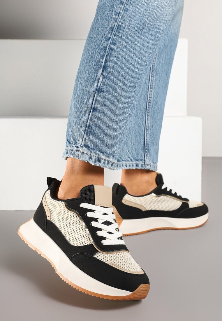 Adidași Negri-Bej cu Model Geometric Borgis