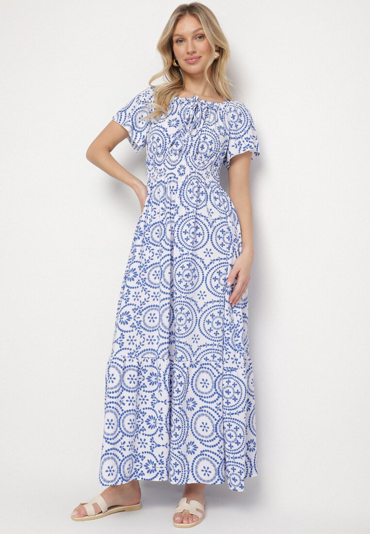 Rochie Albastră cu alb