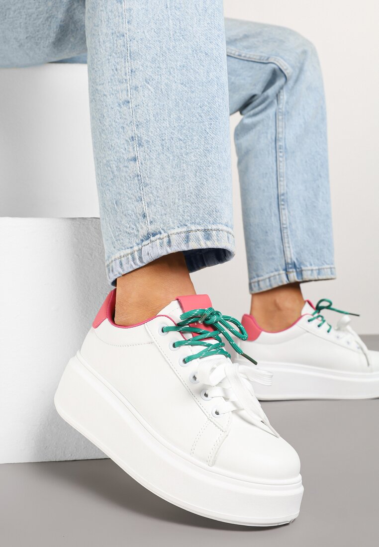 Adidași Alb-Roz Decorați cu șiret dublu Zdivane