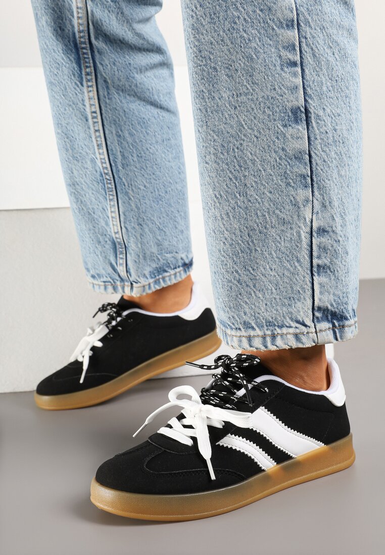 Adidași Alb-Negru Iconici Tenisi din Imitație de Piele întoarsă Firlevi