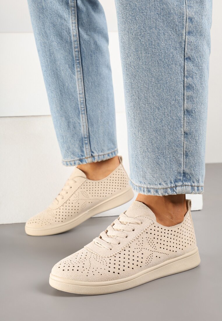Adidași Bej Perforați Cu șireturi Telalina