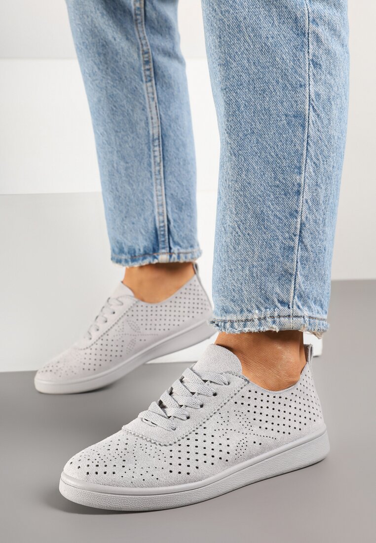 Adidași Gri Perforate Cu șireturi Telalina